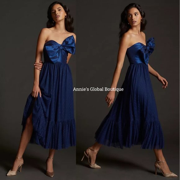 RARE NWT ANTHROPOLOGIE HUTCH Tulle Bow-Tie Midi Dress. - Picture 14 of 16